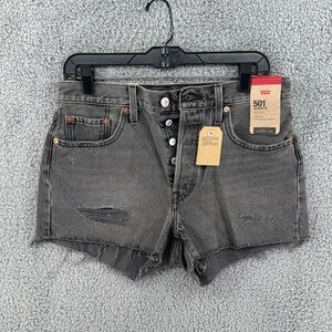 Levi’s 501 High Rise Black Cut-Off Cotton Denim‎ Jean Shorts Women's Sz 29 NWT